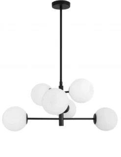 Nova Luce 9100361 IMPERO Pendelleuchte 6-flammig Schwarz Weiss E14