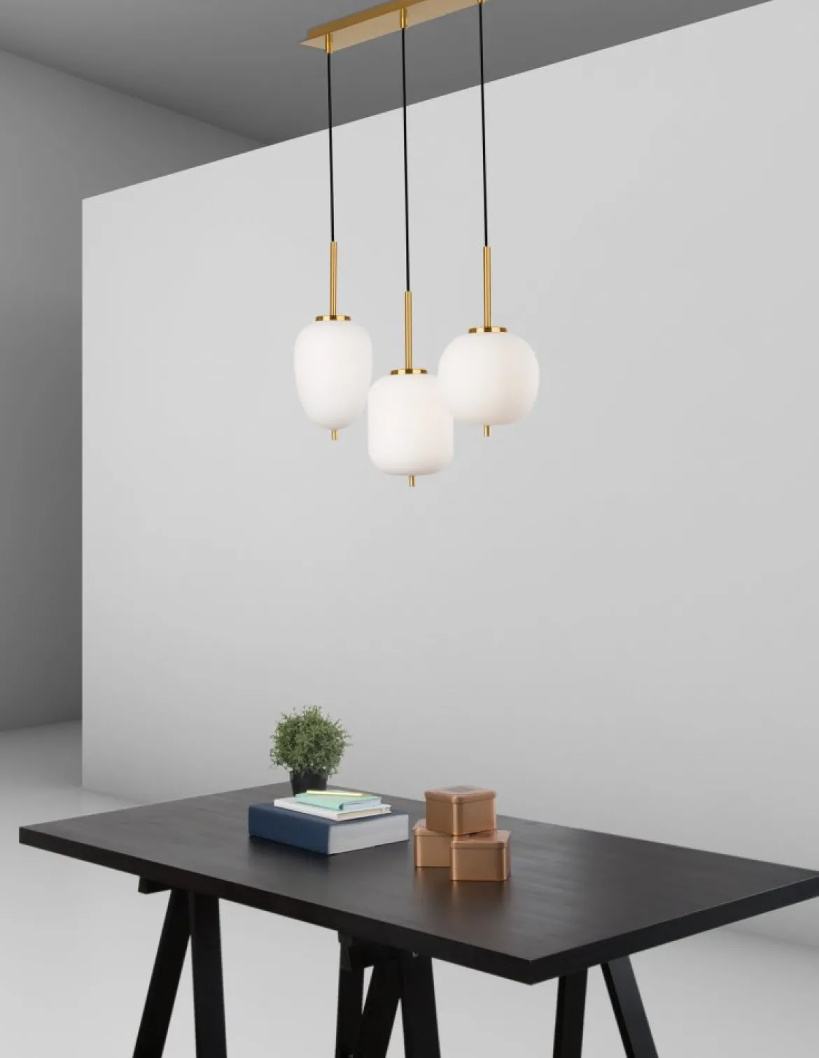 Nova Luce 9624067 LATO Pendelleuchte 3-flammig Gold Opal E14