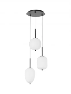 Nova Luce 9624078 LATO Pendelleuchte rund 3-flammig Schwarz Opal E14