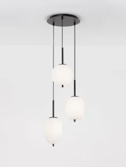 Nova Luce 9624078 LATO Pendelleuchte rund 3-flammig Schwarz Opal E14