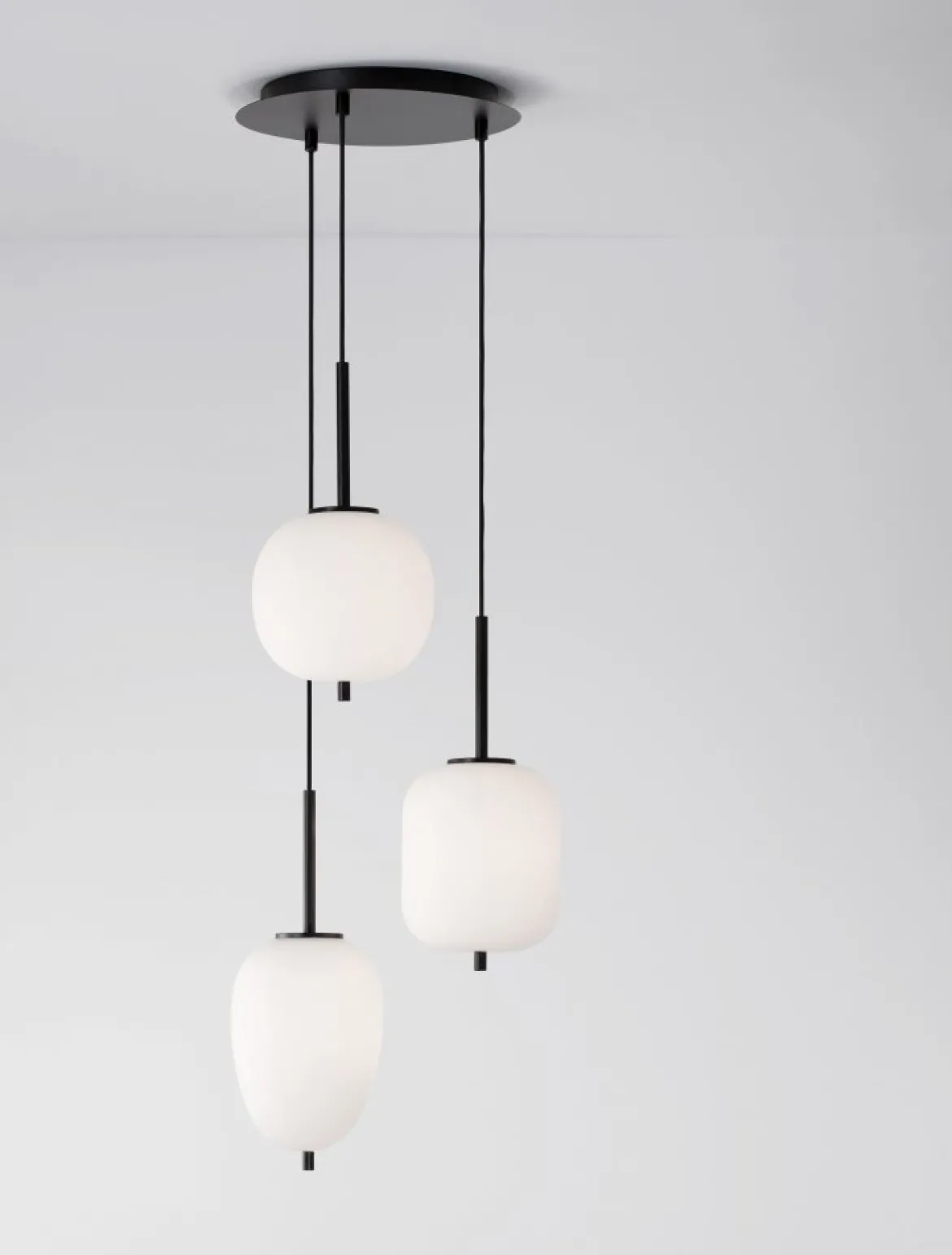 Nova Luce 9624078 LATO Pendelleuchte rund 3-flammig Schwarz Opal E14