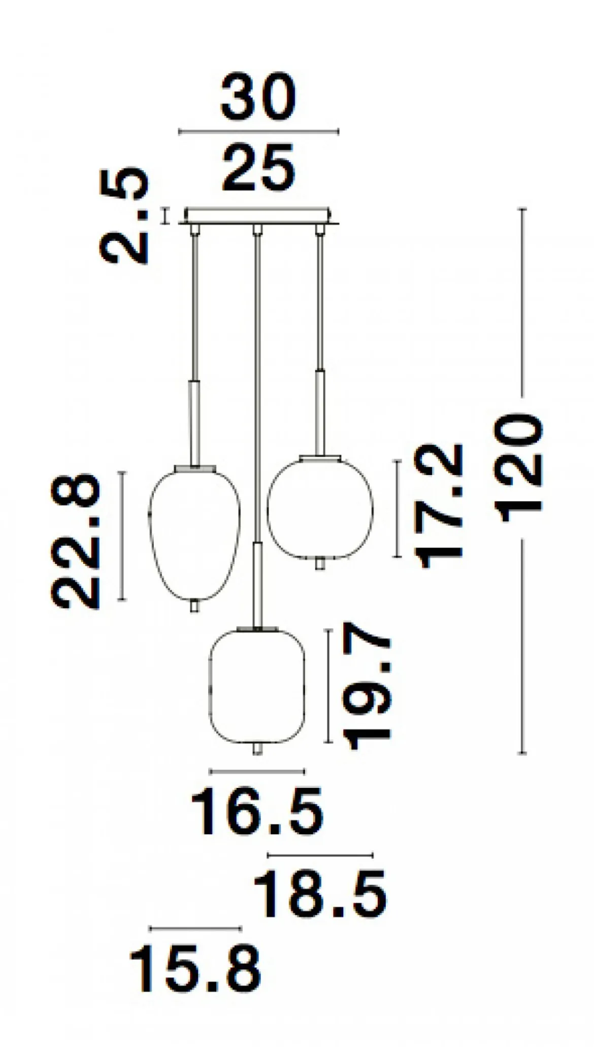 Nova Luce 9624078 LATO Pendelleuchte rund 3-flammig Schwarz Opal E14
