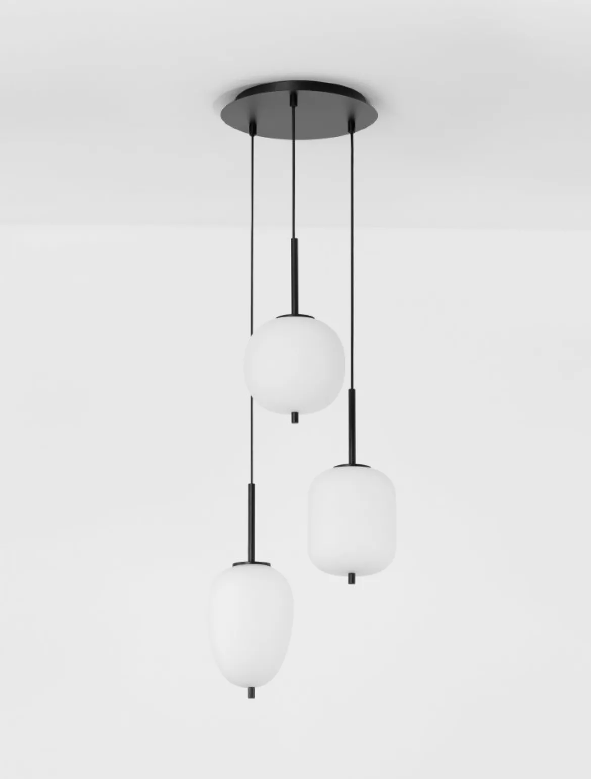 Nova Luce 9624078 LATO Pendelleuchte rund 3-flammig Schwarz Opal E14