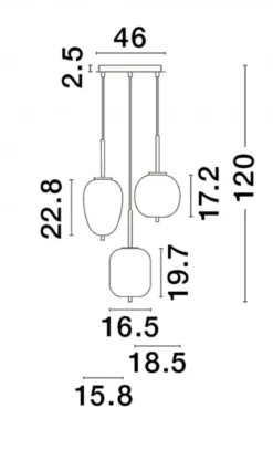 Nova Luce 9624082 LATO Pendelleuchte rund 3-flammig Gold Rauchglas E27