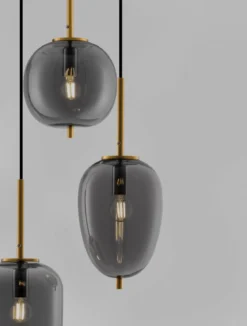 Nova Luce 9624082 LATO Pendelleuchte rund 3-flammig Gold Rauchglas E27