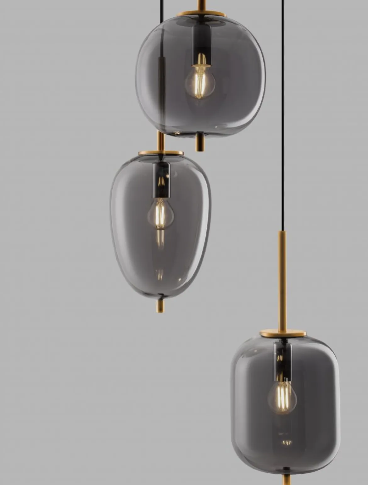 Nova Luce 9624082 LATO Pendelleuchte rund 3-flammig Gold Rauchglas E27