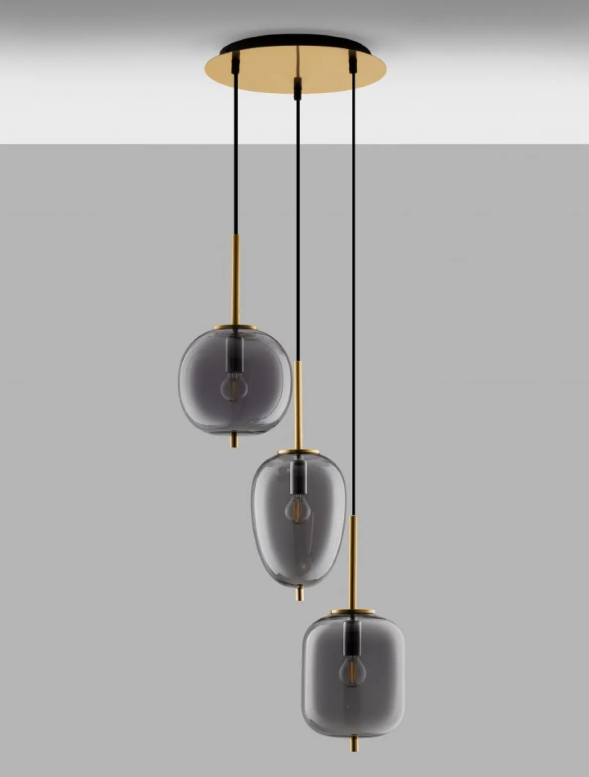 Nova Luce 9624082 LATO Pendelleuchte rund 3-flammig Gold Rauchglas E27