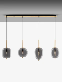 Nova Luce 9624083 LATO Pendelleuchte 4-flammig Gold Rauchglas E27