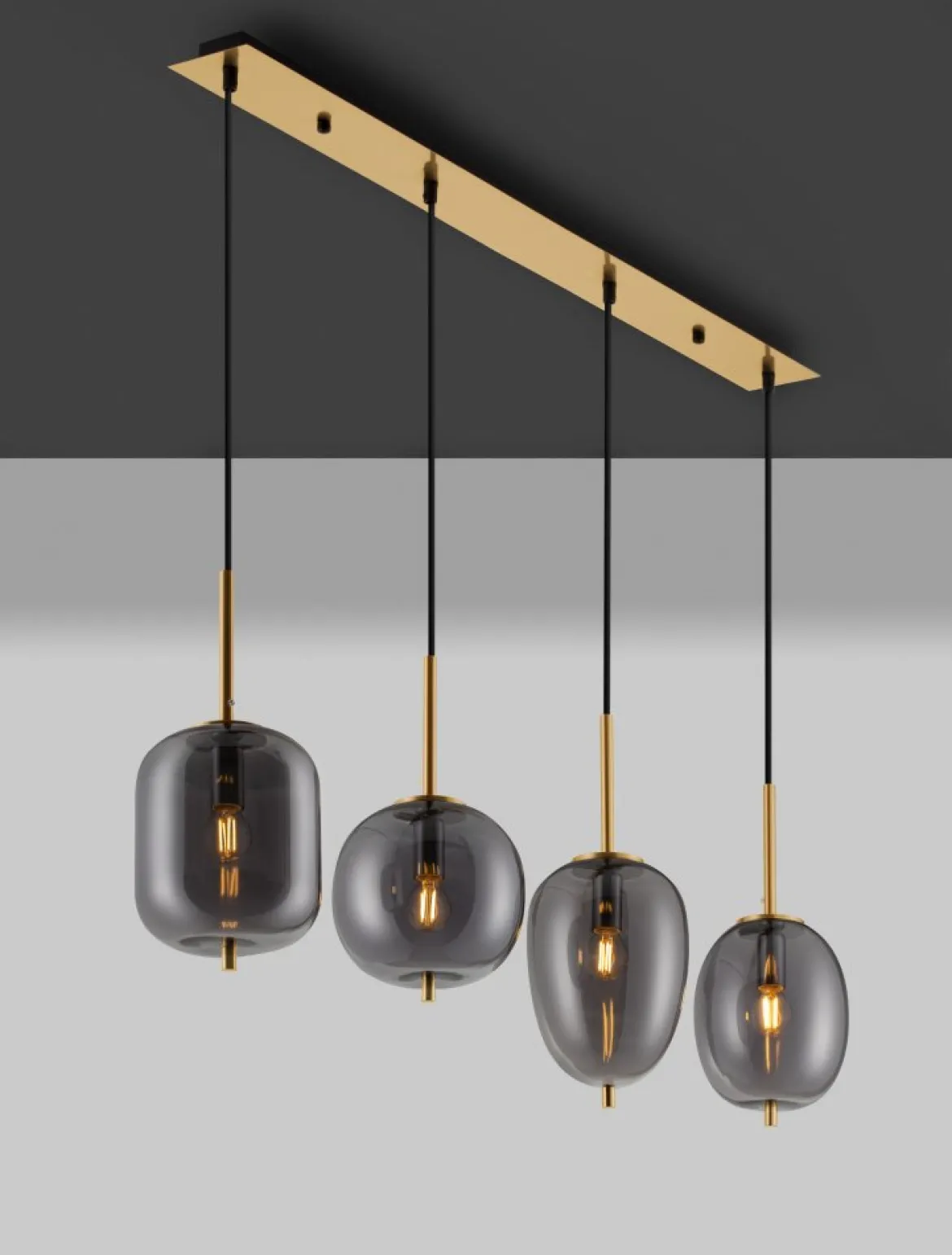 Nova Luce 9624083 LATO Pendelleuchte 4-flammig Gold Rauchglas E27