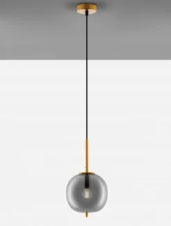 Nova Luce 9624096 LATO Pendelleuchte 18,5cm Gold Rauchglas E14