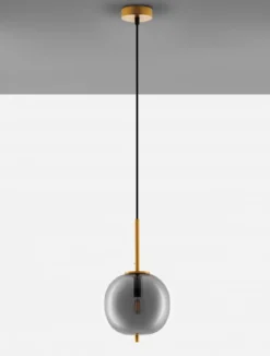 Nova Luce 9624096 LATO Pendelleuchte 18,5cm Gold Rauchglas E14