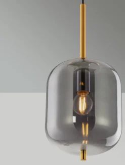 Nova Luce 9624097 LATO Pendelleuchte 16,5cm Gold Rauchglas E14