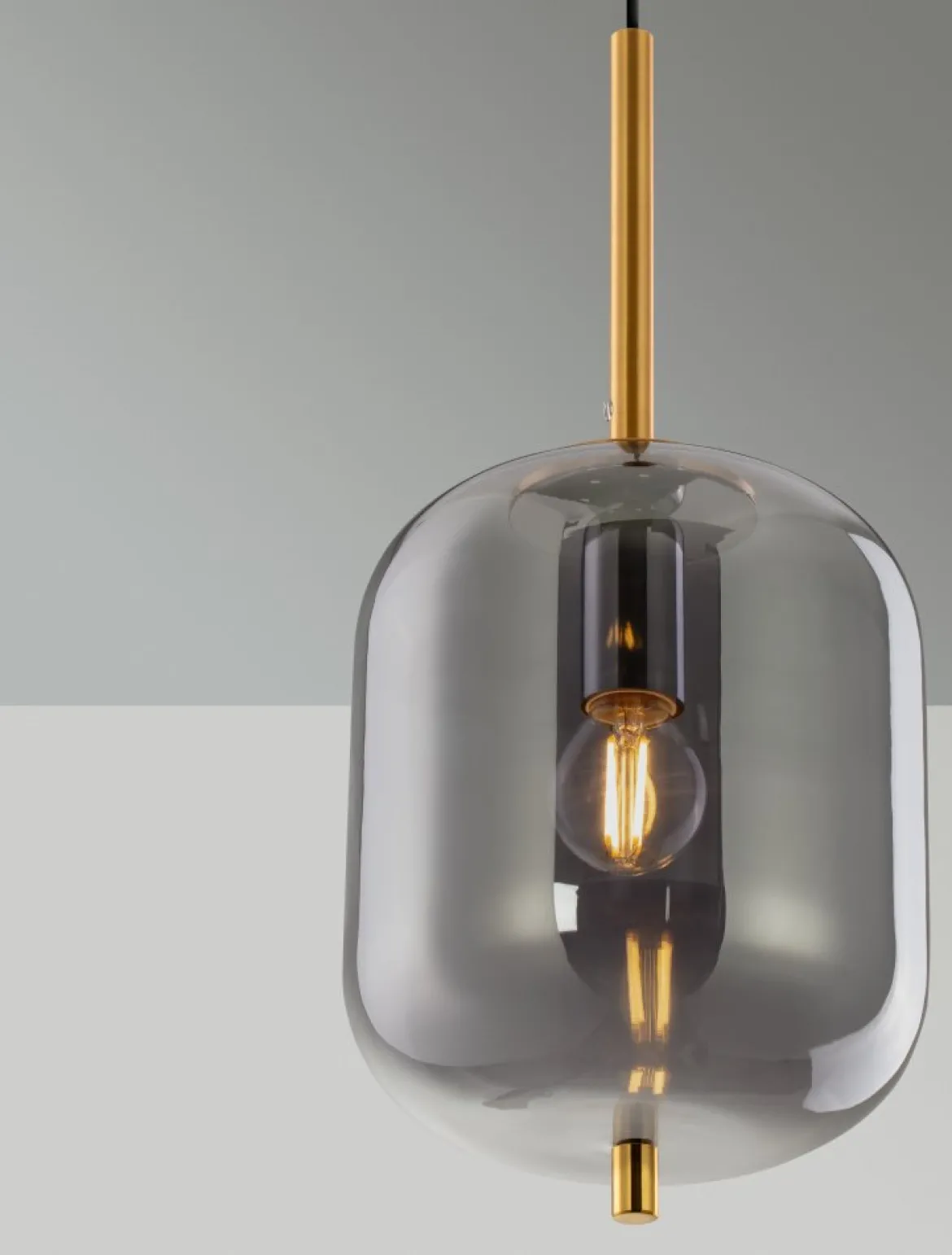 Nova Luce 9624097 LATO Pendelleuchte 16,5cm Gold Rauchglas E14