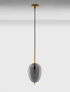 Nova Luce 9624098 LATO Pendelleuchte 15,8cm Gold Rauchglas E14