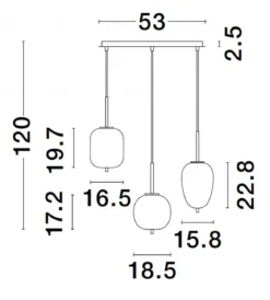 Nova Luce 9624099 LATO Pendelleuchte 3-flammig Schwarz Opal E14