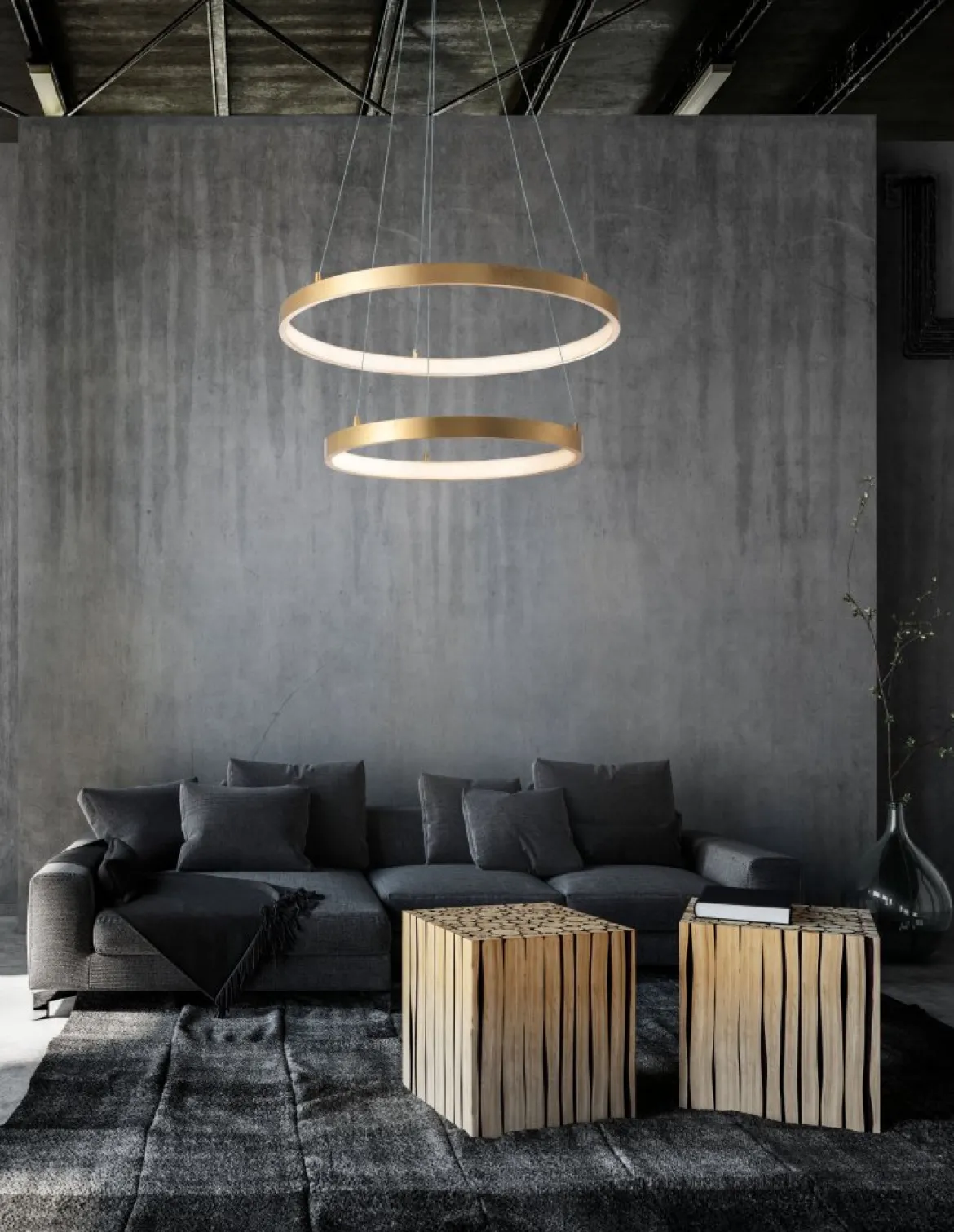 Nova Luce 8100281 LEON LED Pendelleuchte 2-flammig 3000K Blattgold