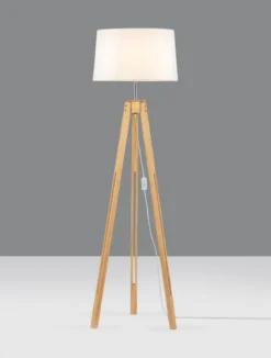 Nova Luce 9050165 LE ROY Stehlampe Naturholz Weiss E27 145cm