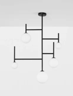 Nova Luce 9043304 LICATO Pendelleuchte 5-flammig Schwarz Weiss G9