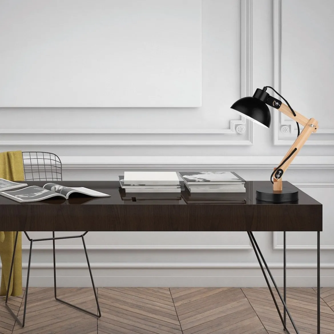 Nova Luce 671602 LILA E27 Tischleuchte Schwarz Naturholz