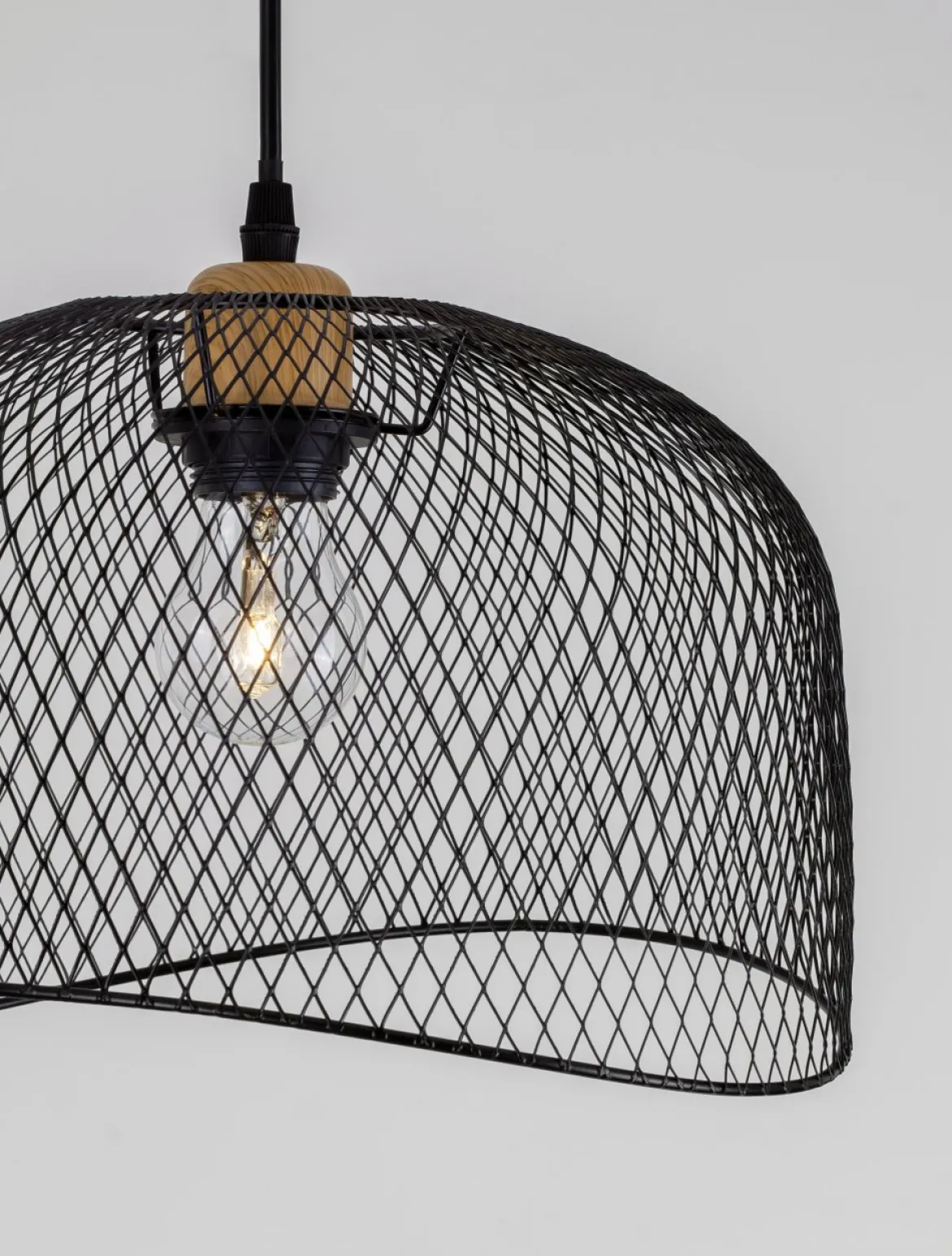 Nova Luce 9555803 LYRON Pendelleuchte Naturholz Schwarz E27