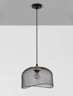 Nova Luce 9555803 LYRON Pendelleuchte Naturholz Schwarz E27