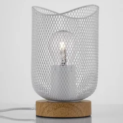 Nova Luce 9555800 LYRON Tischleuchte Naturholz Weiss E27