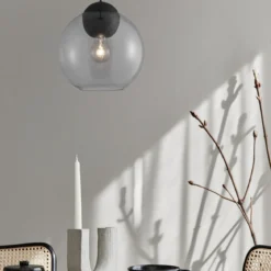 Nova Luce 9009241 MIDORI Pendelleuchte 1-flammig Schwarz Grau E27