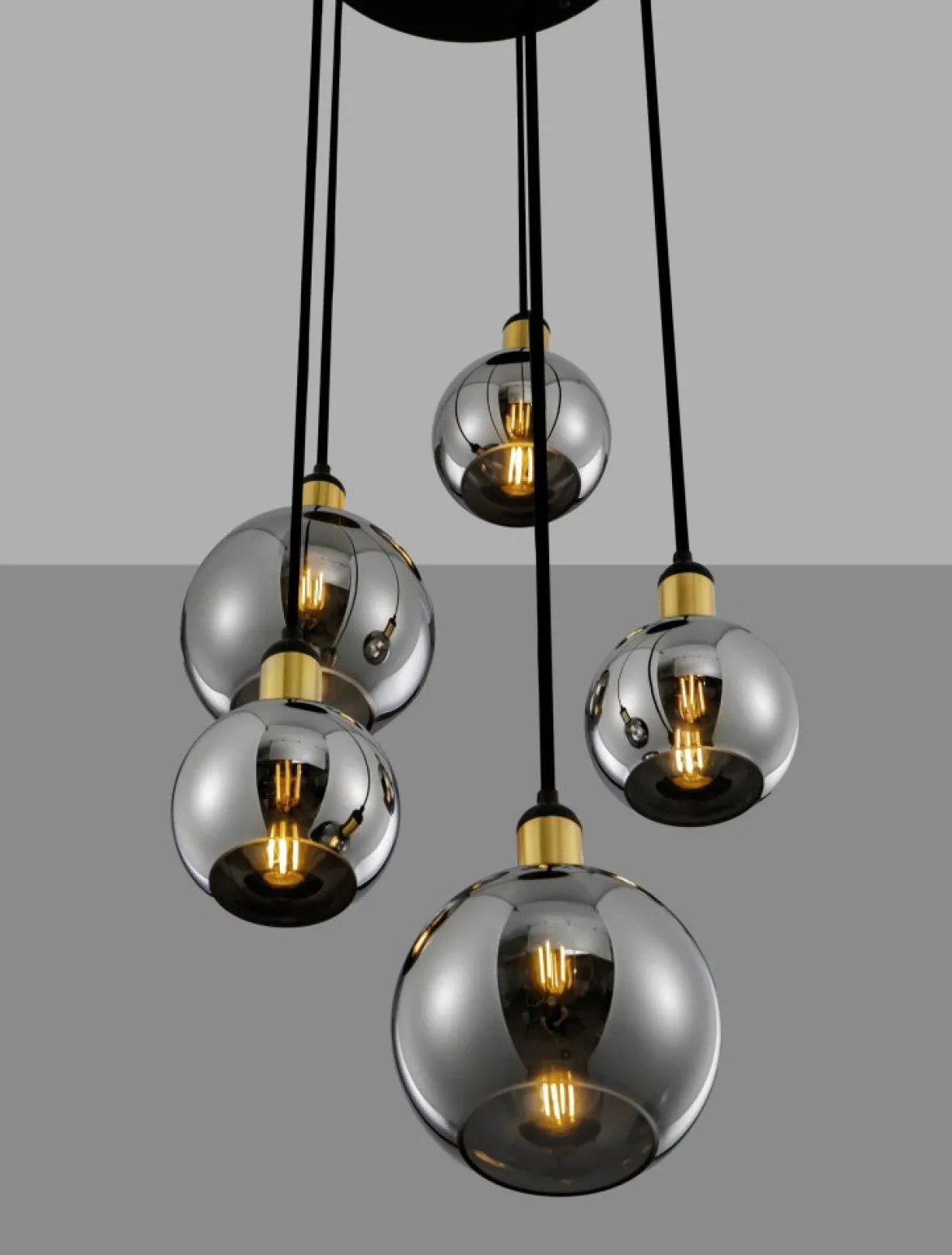 Nova Luce 9035965 MIRRO Pendelleuchte 5-flammig Gold Rauchglas E27