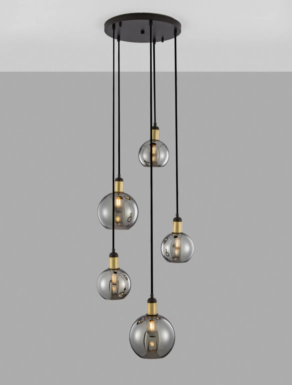 Nova Luce 9035965 MIRRO Pendelleuchte 5-flammig Gold Rauchglas E27