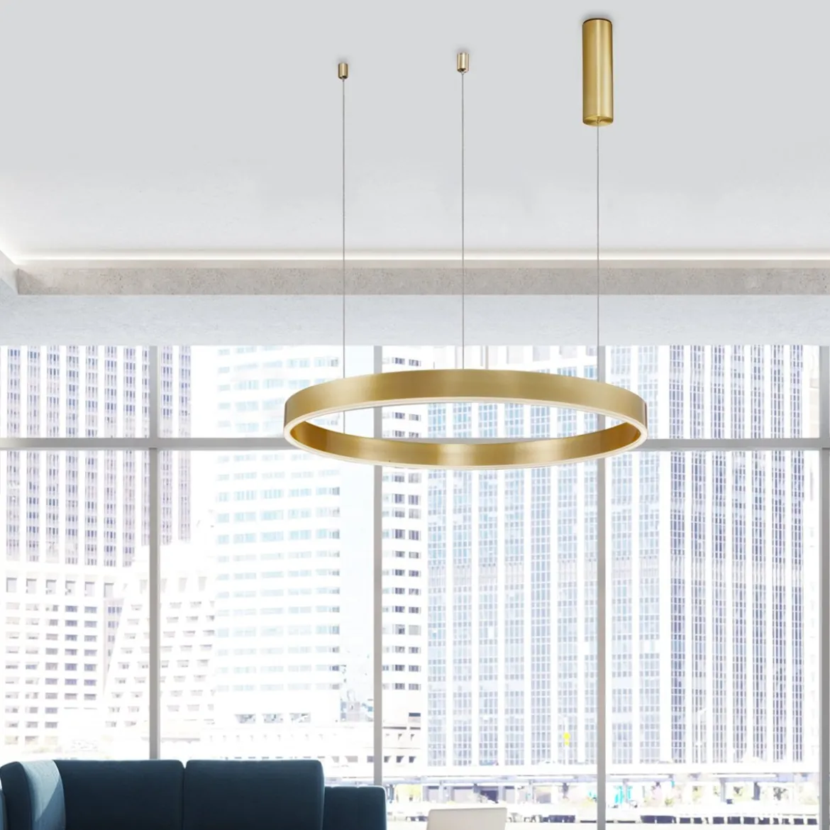 Nova Luce 9190648 MOTIF LED Pendelleuchte 80cm 3000K Messing Gold dimmbar