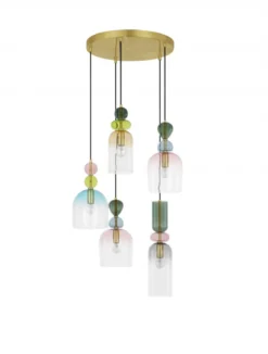 Nova Luce 9009238 MURANO Pendelleuchte 5-flammig Gold Multifarben E14
