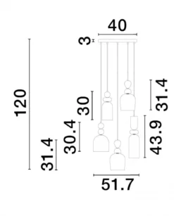 Nova Luce 9009238 MURANO Pendelleuchte 5-flammig Gold Multifarben E14