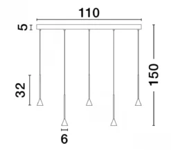 Nova Luce 9060218 NET LED Pendelleuchte 5-flammig 3000K Schwarz dimmbar