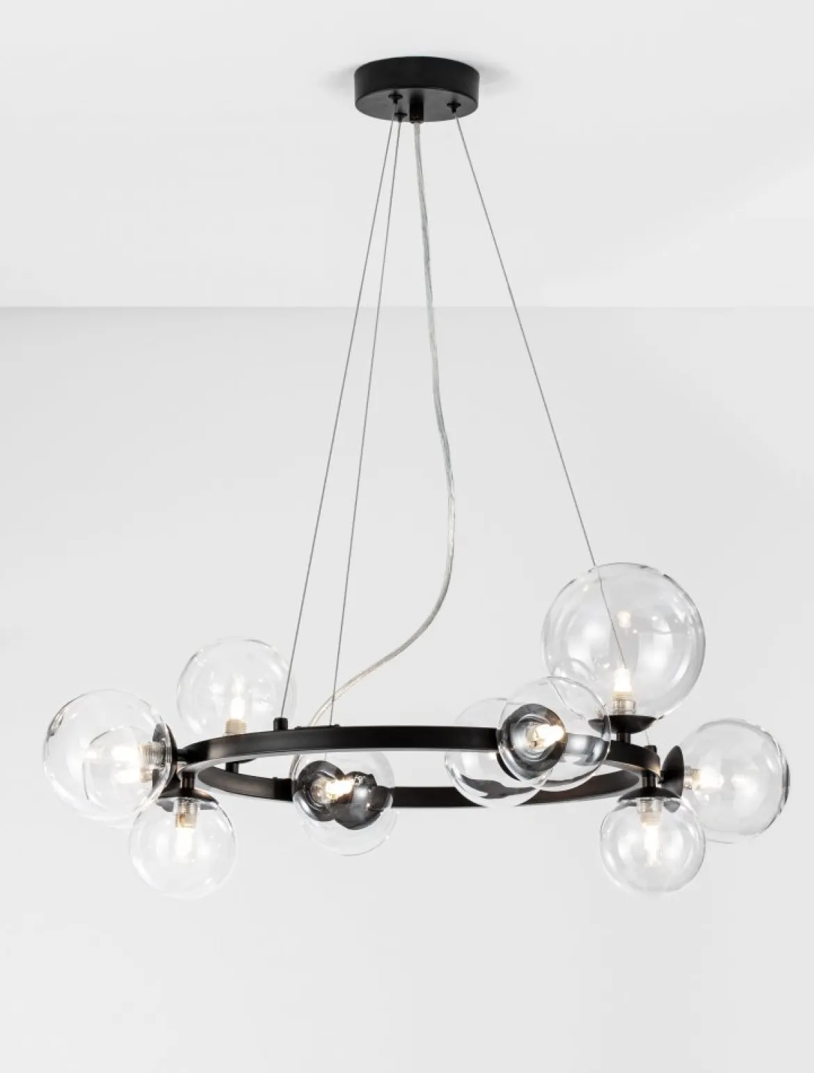 Nova Luce 9009249 ODILLIA Pendelleuchte 11-flammig Schwarz Transparent G9