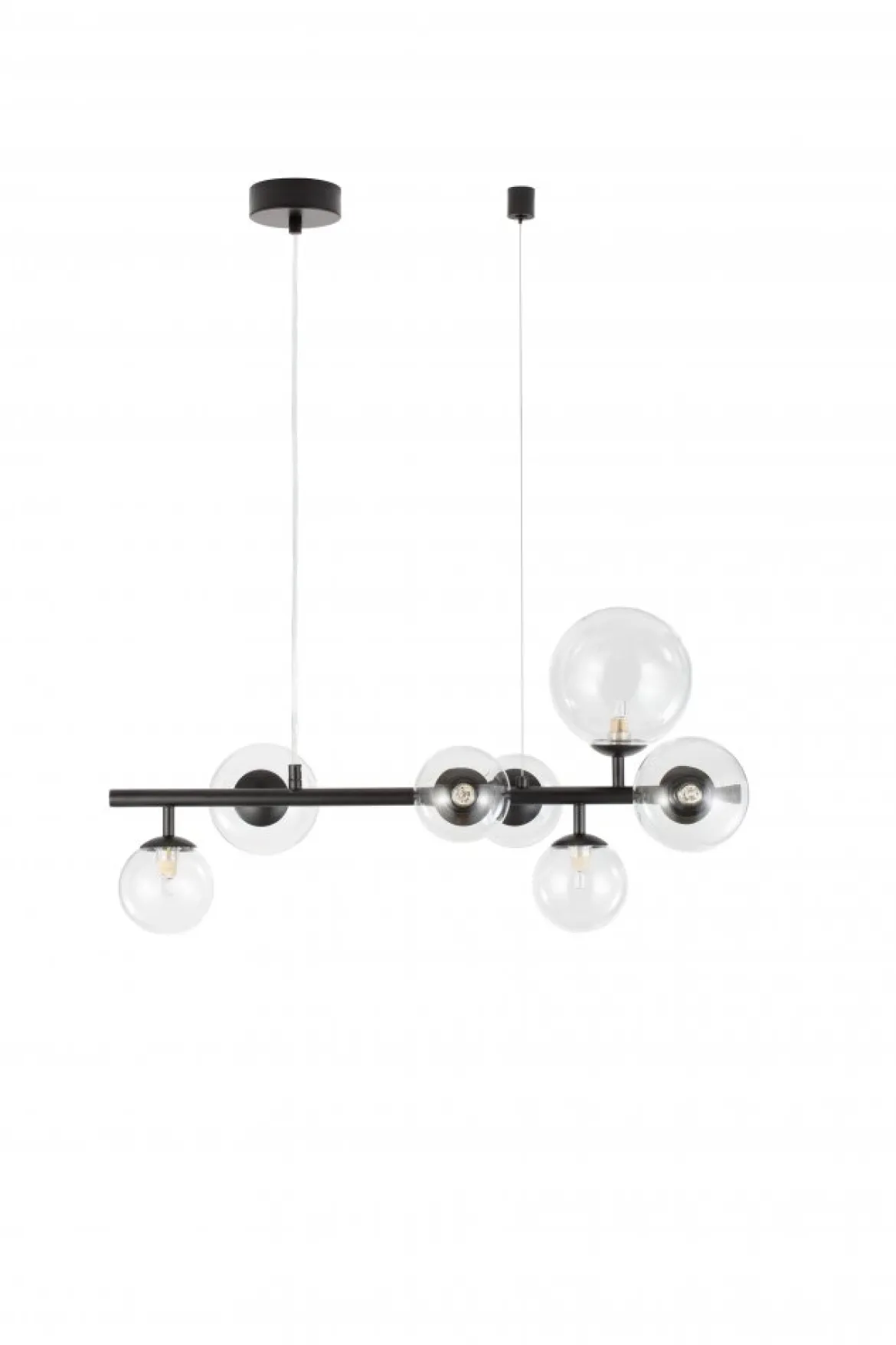 Nova Luce 9009250 ODILLIA Pendelleuchte 7-flammig Schwarz Transparent G9