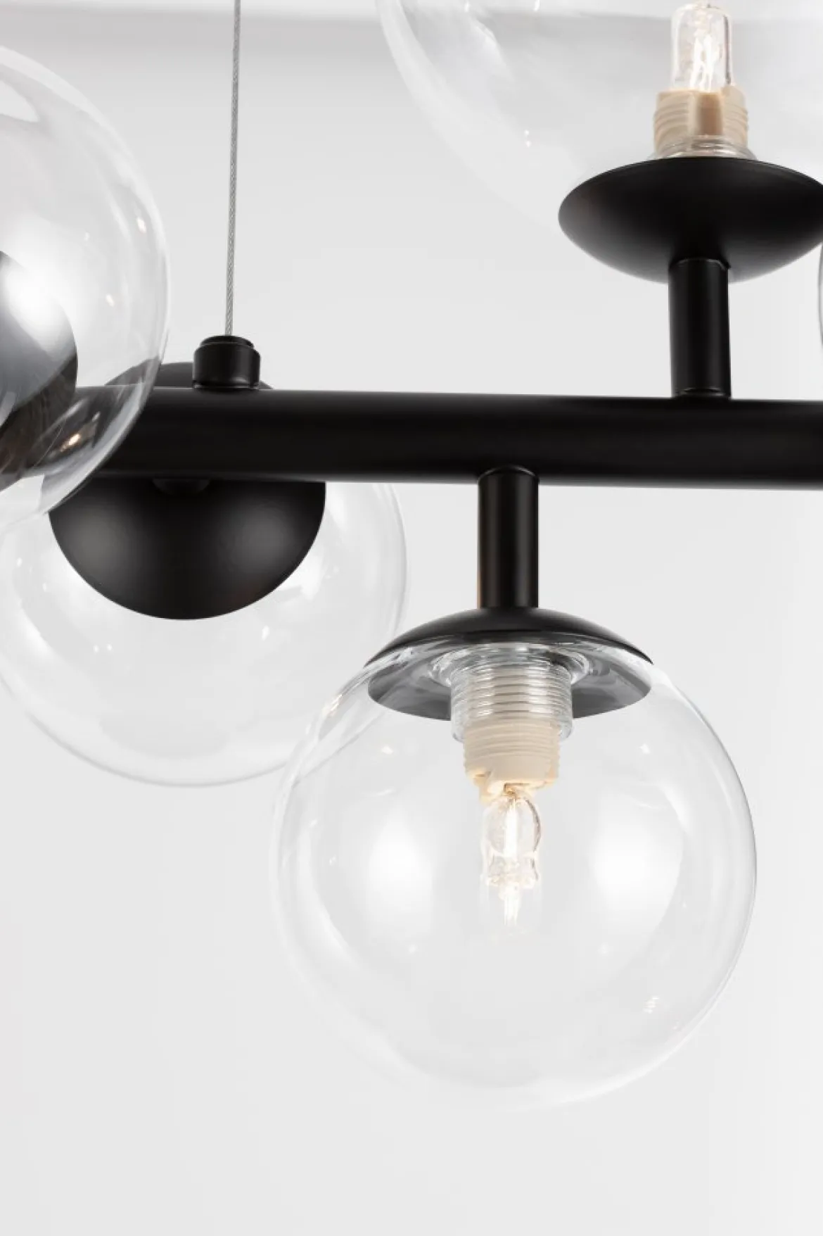 Nova Luce 9009250 ODILLIA Pendelleuchte 7-flammig Schwarz Transparent G9