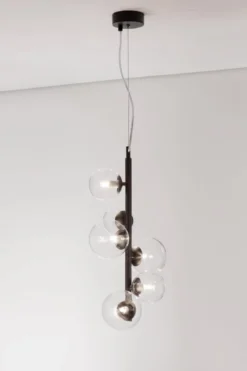 Nova Luce 9009251 ODILLIA Pendelleuchte 6-flammig Schwarz Transparent G9