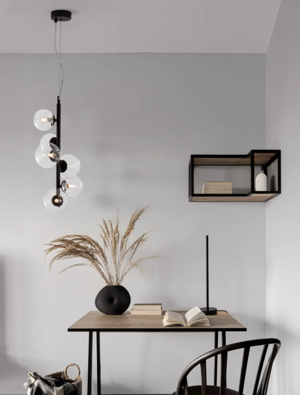 Nova Luce 9009251 ODILLIA Pendelleuchte 6-flammig Schwarz Transparent G9
