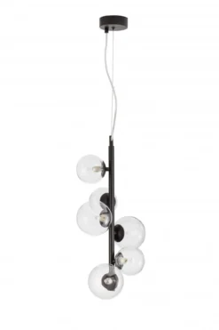 Nova Luce 9009251 ODILLIA Pendelleuchte 6-flammig Schwarz Transparent G9