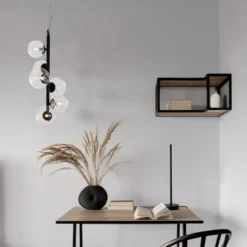 Nova Luce 9009251 ODILLIA Pendelleuchte 6-flammig Schwarz Transparent G9