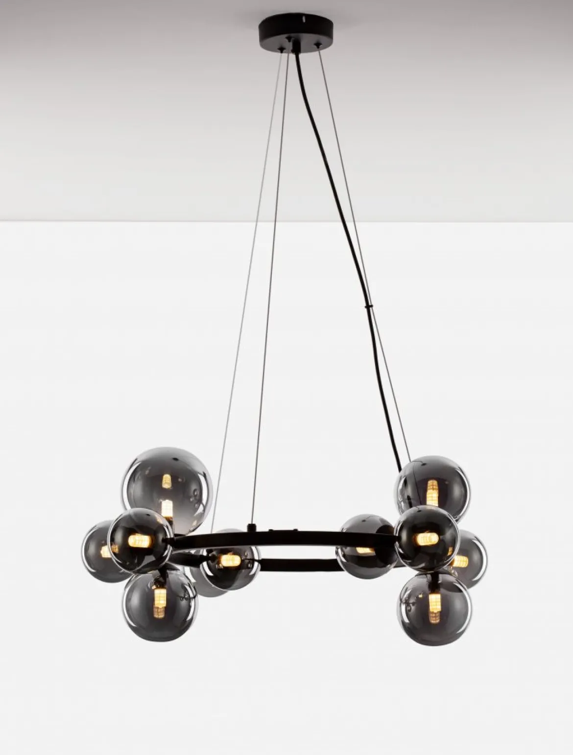 Nova Luce 9028855 ODILLIA Pendelleuchte 11-flammig Schwarz Rauchglas G9
