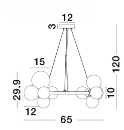 Nova Luce 9028856 ODILLIA Pendelleuchte 11-flammig Gold Weiss G9