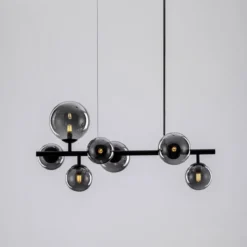 Nova Luce 9028857 ODILLIA Pendelleuchte 7-flammig Schwarz Rauchglas G9