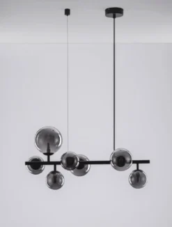 Nova Luce 9028857 ODILLIA Pendelleuchte 7-flammig Schwarz Rauchglas G9