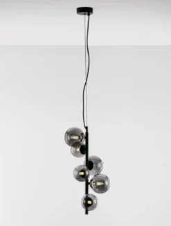 Nova Luce 9028859 ODILLIA Pendelleuchte 6-flammig Schwarz Rauchglas G9