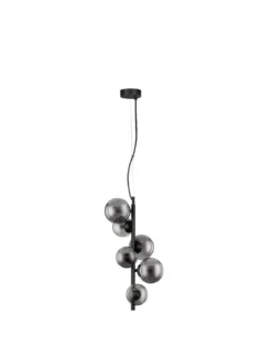 Nova Luce 9028859 ODILLIA Pendelleuchte 6-flammig Schwarz Rauchglas G9