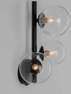 Nova Luce 9009252 ODILLIA Wandleuchte 3-flammig Schwarz Transparent G9