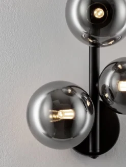 Nova Luce 9028861 ODILLIA Wandleuchte 3-flammig Schwarz Rauchglas G9