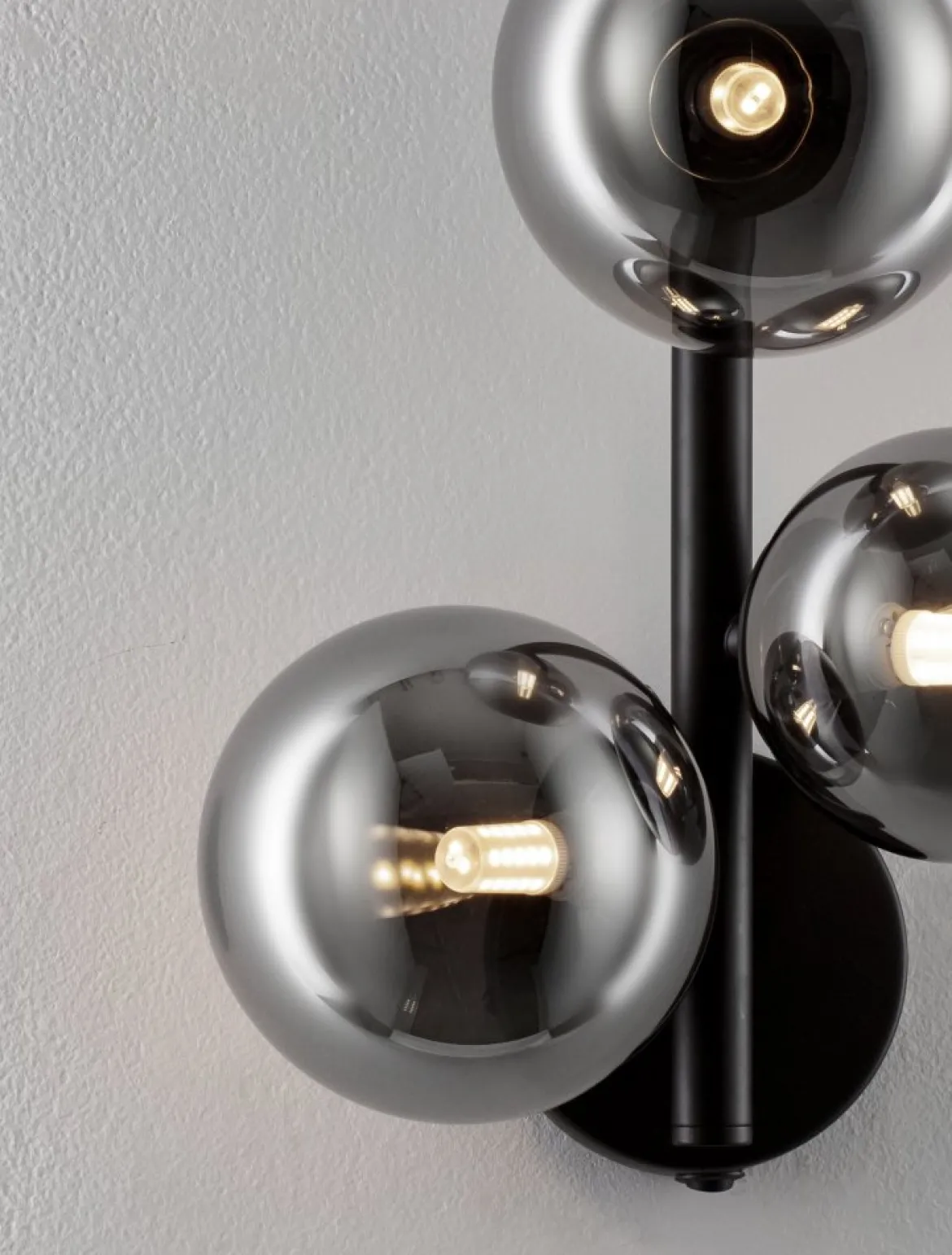 Nova Luce 9028861 ODILLIA Wandleuchte 3-flammig Schwarz Rauchglas G9