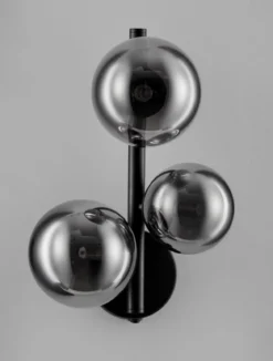 Nova Luce 9028861 ODILLIA Wandleuchte 3-flammig Schwarz Rauchglas G9